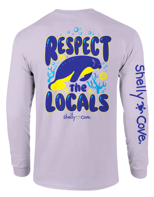 RESPECT THE LOCALS MANATEE, ADULT LS COMFORT COLORS TEE