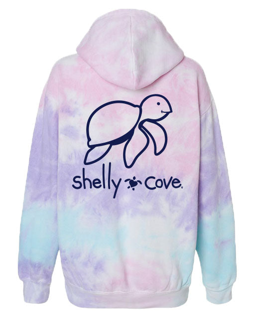 COTTON CANDY TIE DYE TURTLE, ADULT HOODIE โ Shelly Cove