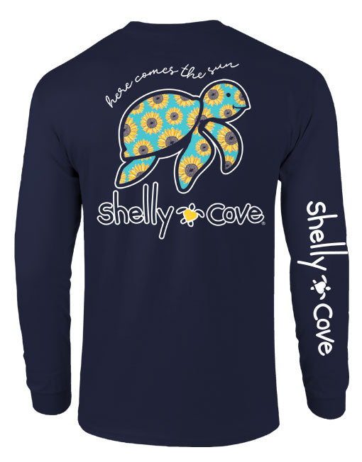 HERE COMES THE SUN TURTLE, ADULT LS COMFORT COLORS  TEE