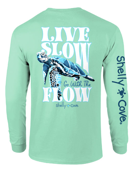 LIVE SLOW, ADULT LS COMFORT COLORS TEE (PRINTED TO ORDER)