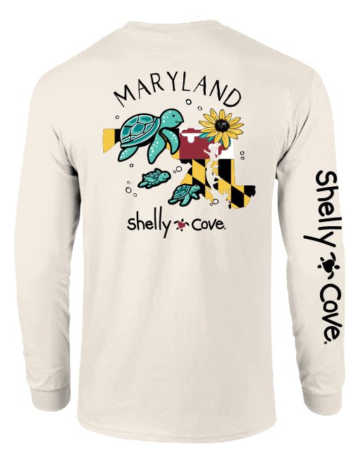 MARYLAND TURTLES, ADULT LS COMFORT COLORS TEE (PRINTED TO ORDER)