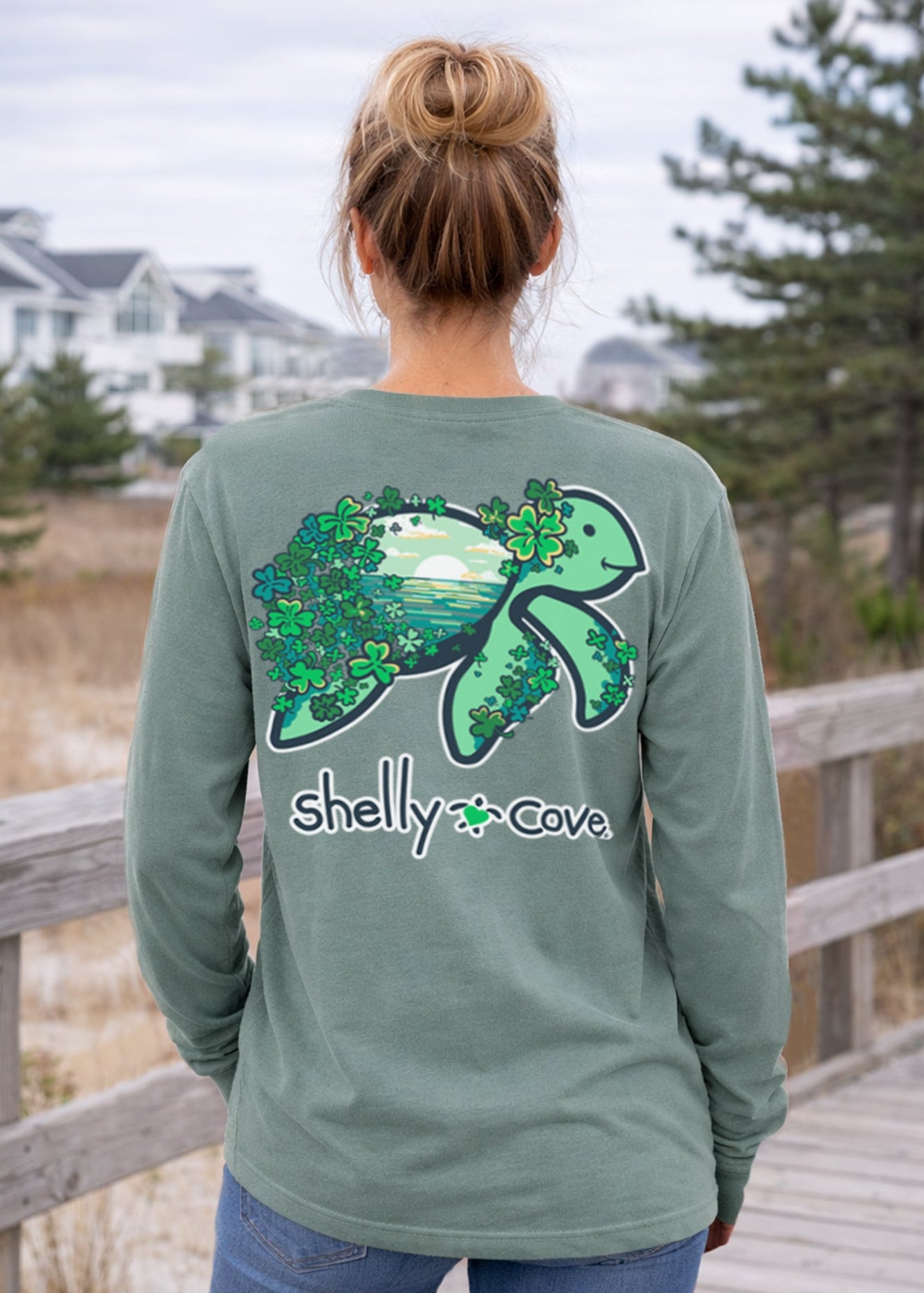 SUNSET CLOVER TURTLE, ADULT LS COMFORT COLORS