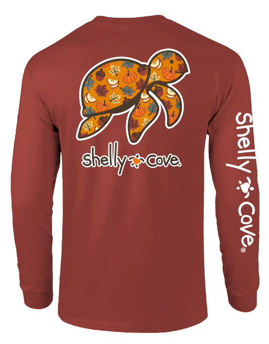 FALL PATTERN TURTLE, ADULT LS COMFORT COLORS TEE