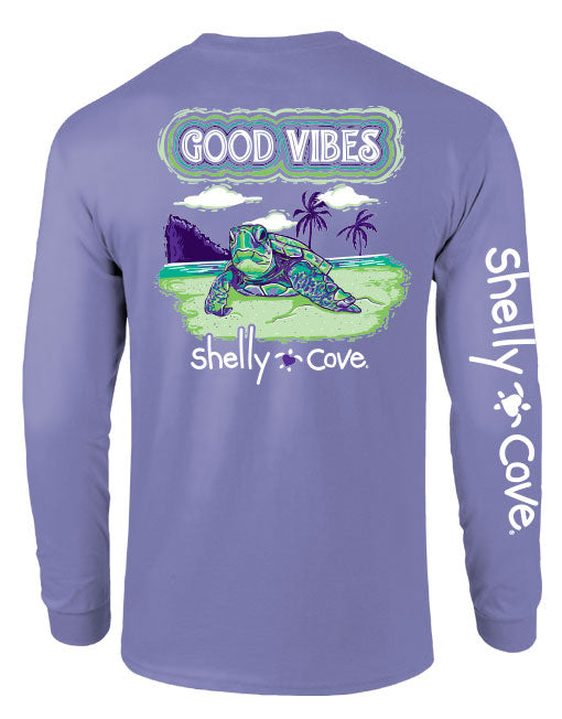 GOOD VIBES TURTLE, ADULT LS COMFORT COLORS TEE (PRINTED TO ORDER)