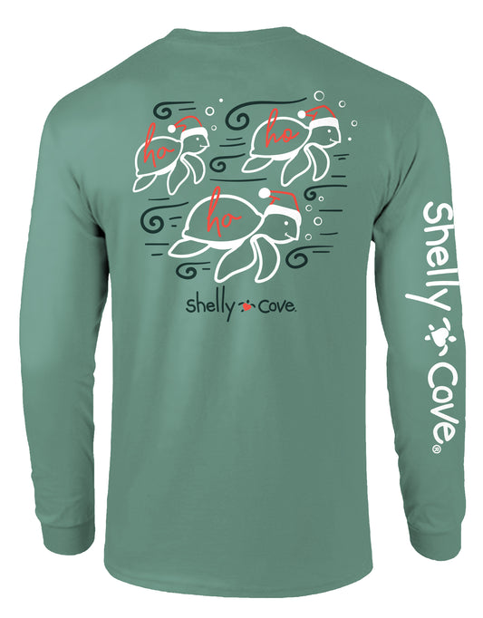 HO HO HO TURTLES, ADULT LS COMFORT COLORS TEE