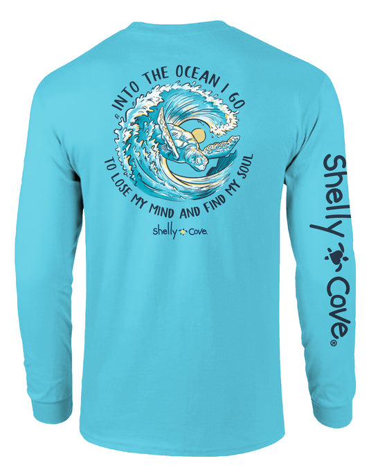 INTO THE OCEAN I GO TURTLE, ADULT LS COMFORT COLORS