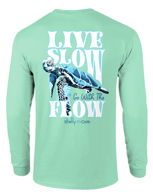 LIVE SLOW, ADULT LS COMFORT COLORS TEE (PRINTED TO ORDER)