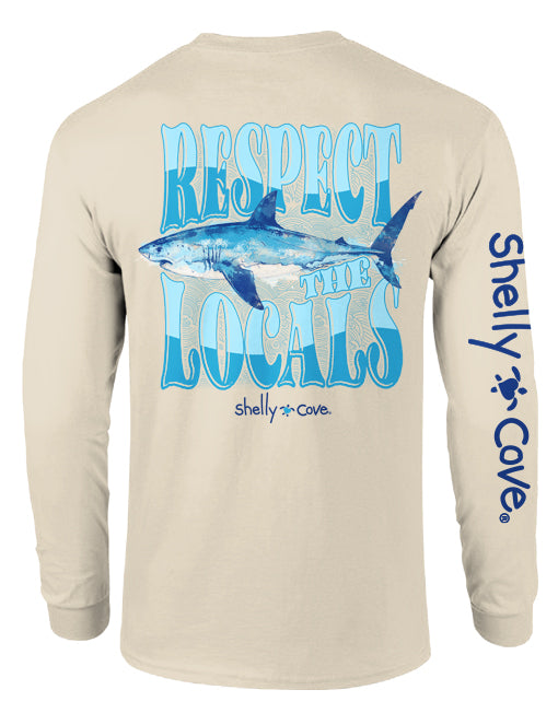 LOCAL WATERCOLOR SHARK, ADULT LS (PRINTED TO ORDER)