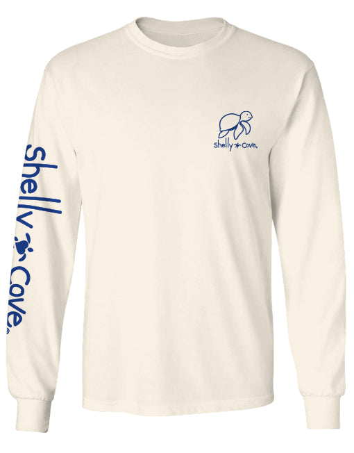 LOCAL WATERCOLOR, SHARK, ADULT LS COMFORT COLORS TEE (PRINTED TO ORDER)