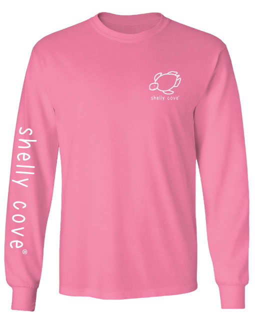 PINK SHELL PATTERN TURTLE, ADULT LS COMFORT COLORS TEE (PRINTED TO ORDER)