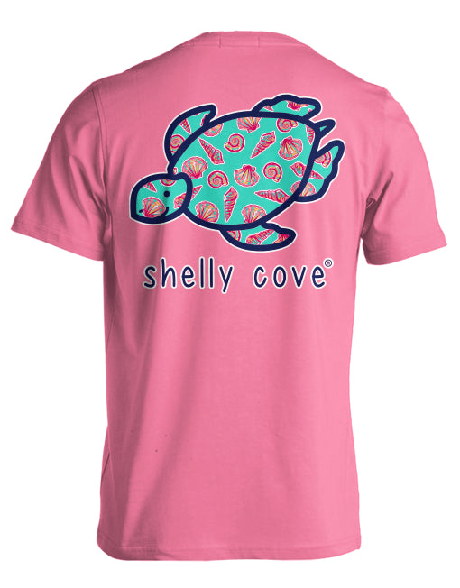 PINK SHELL PATTERN TURTLE COMFORT COLORS TEE (PRINTED TO ORDER)