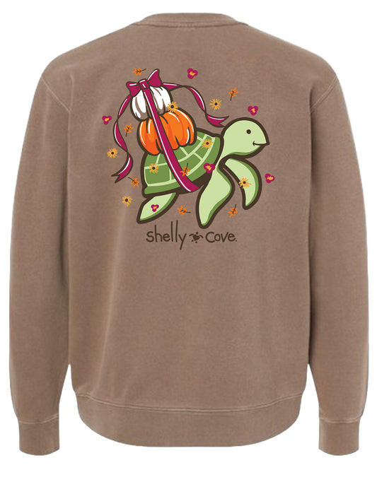 PUMPKIN RIBBON TURTLE, ADULT SWEATSHIRT