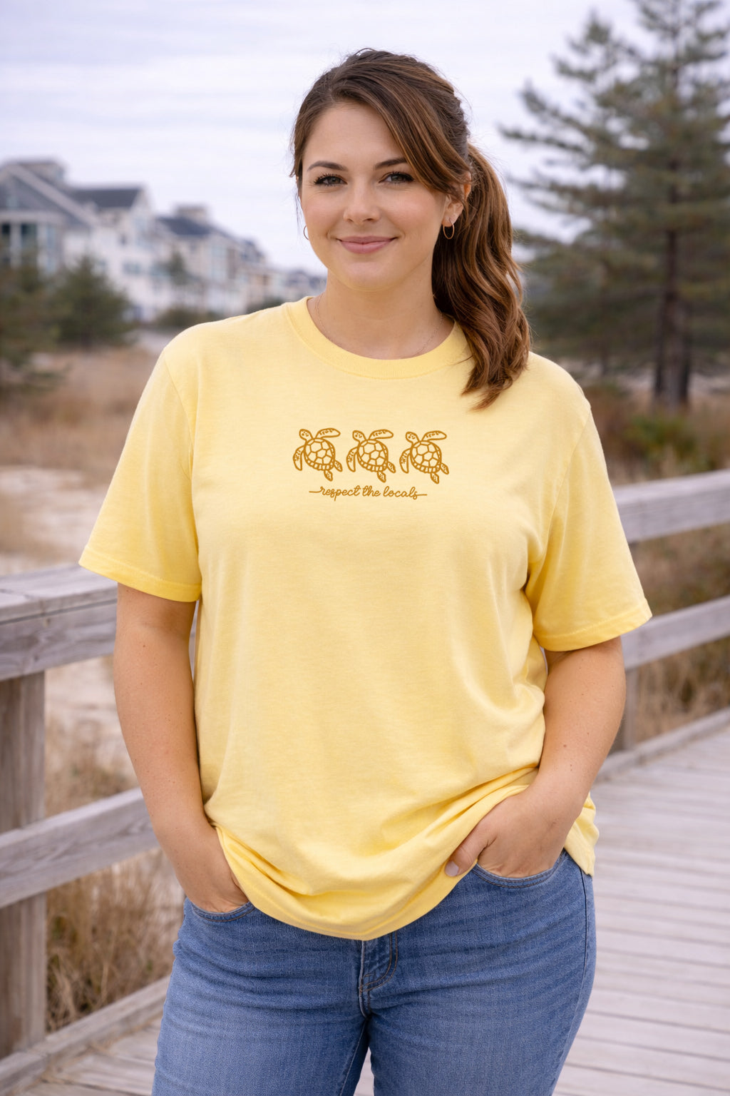 RESPECT THE LOCALS TURTLES, EMBROIDERED TEE