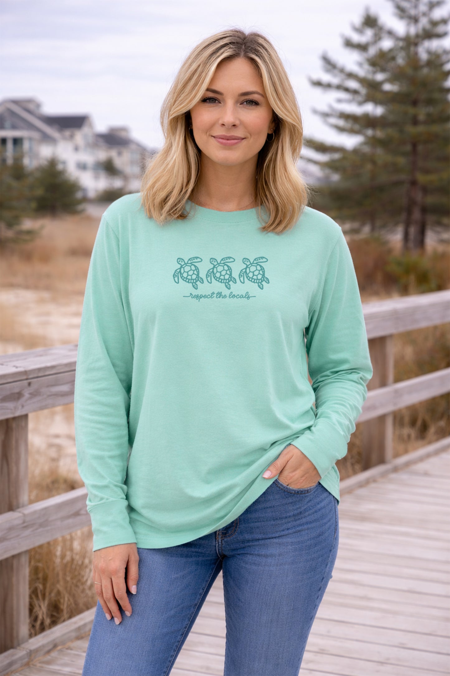 RESPECT THE LOCALS TURTLES, EMBROIDERED TEE