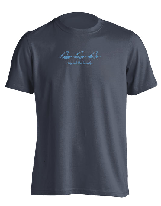 RESPECT THE LOCALS SHARKS, EMBROIDERED TEE