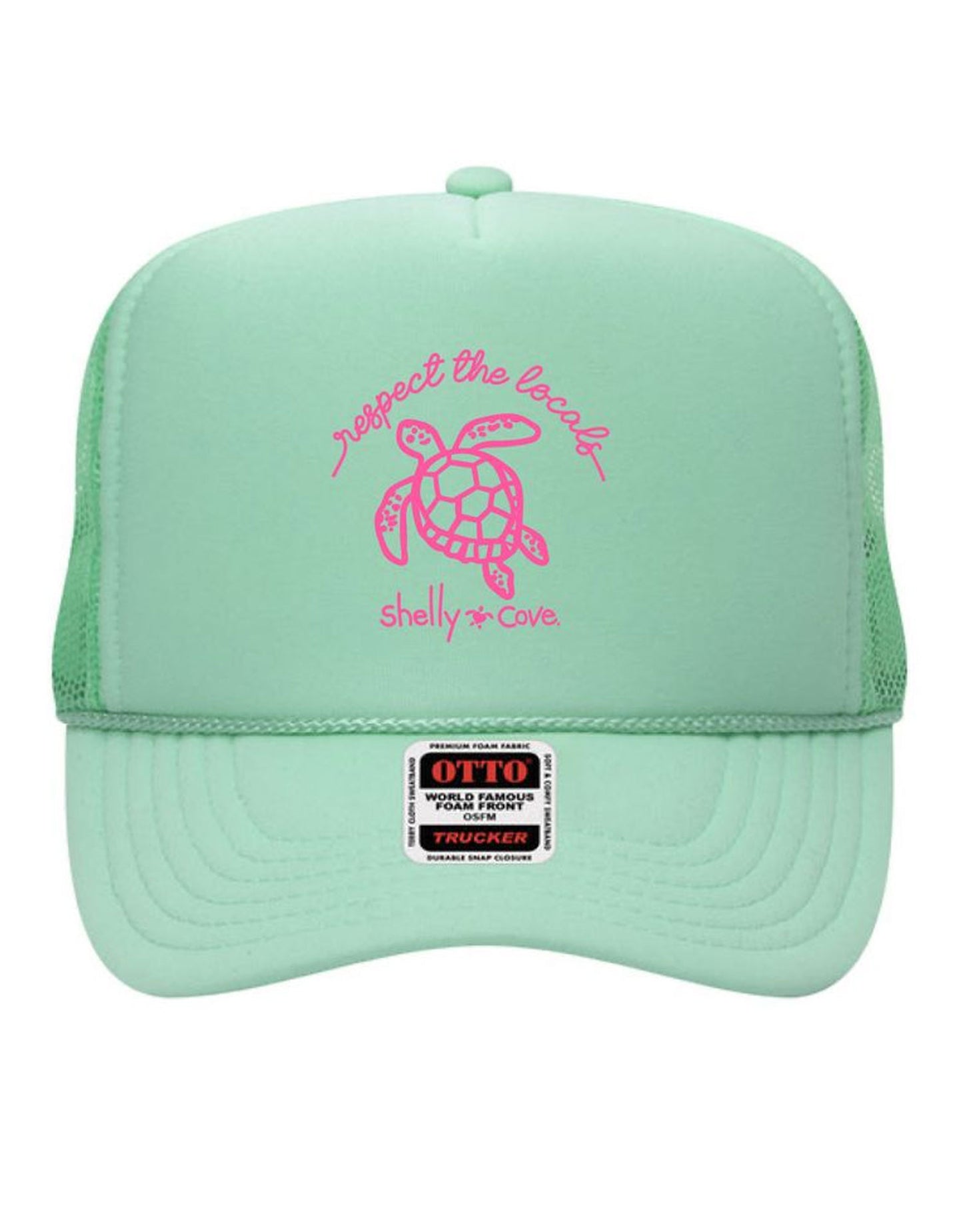 RESPECT THE LOCALS TRUCKER HAT, SEAFOAM