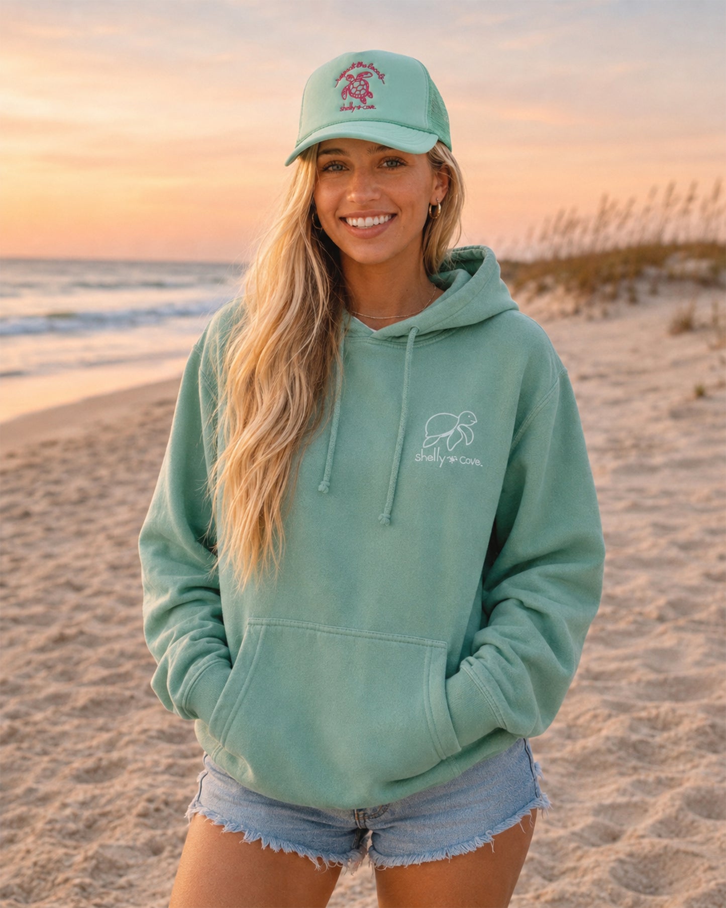 RESPECT THE LOCALS TRUCKER HAT, SEAFOAM