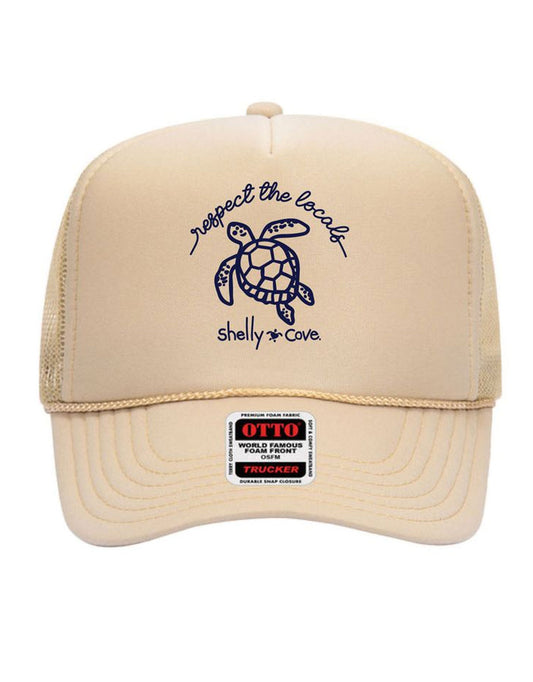 RESPECT THE LOCALS TRUCKER HAT, TAN