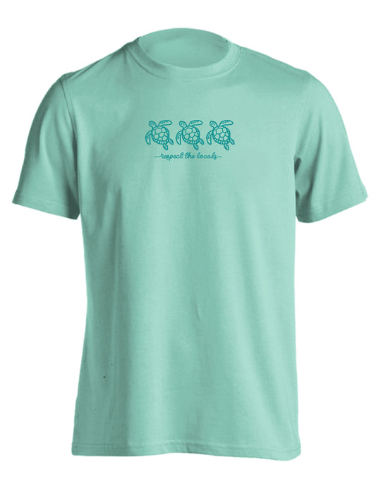 RESPECT THE LOCALS TURTLES, EMBROIDERED TEE