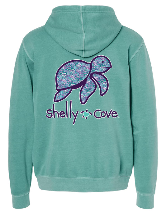SHELLY COVE SEASHELL PATTERN TURTLE, ADULT HOODIE