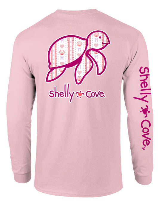 SEASHELLS AND HEARTS TURTLE, ADULT LS COMFORT COLORS TEE