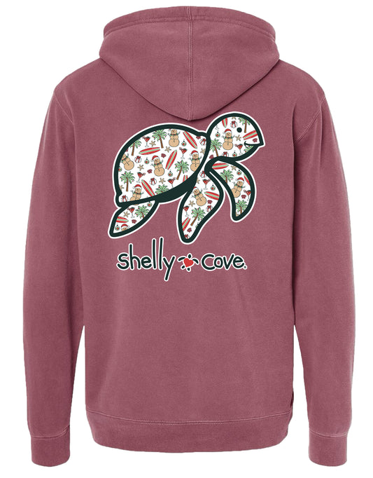 SEASIDE CHRISTMAS TURTLE, ADULT HOODIE