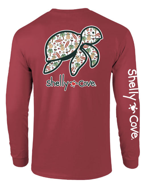 SEASIDE CHRISTMAS TURTLE, ADULT LS COMFORT COLORS TEE