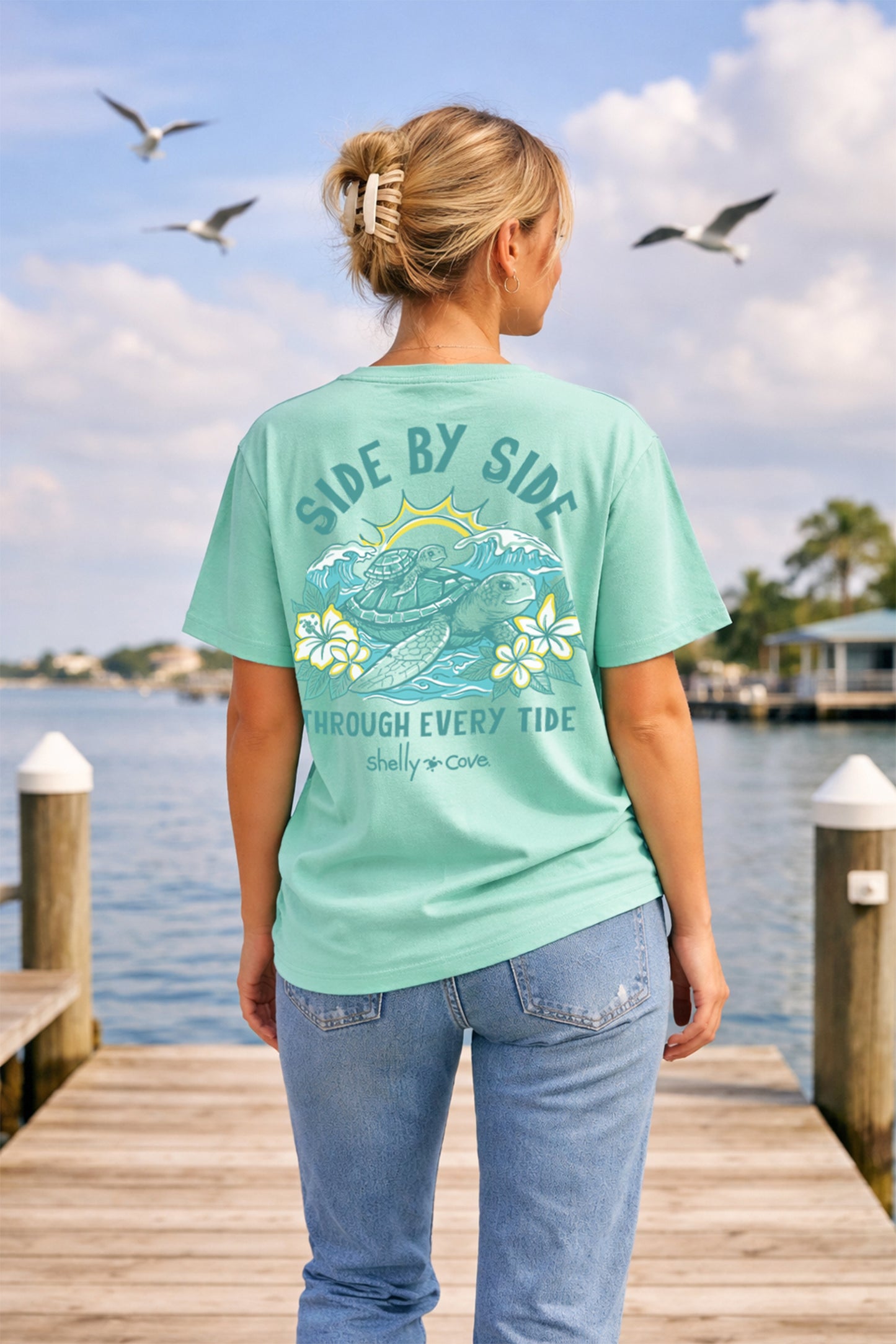 SHELLY COVE SIDE BY SIDE TURTLES COMFORT COLORE TEE