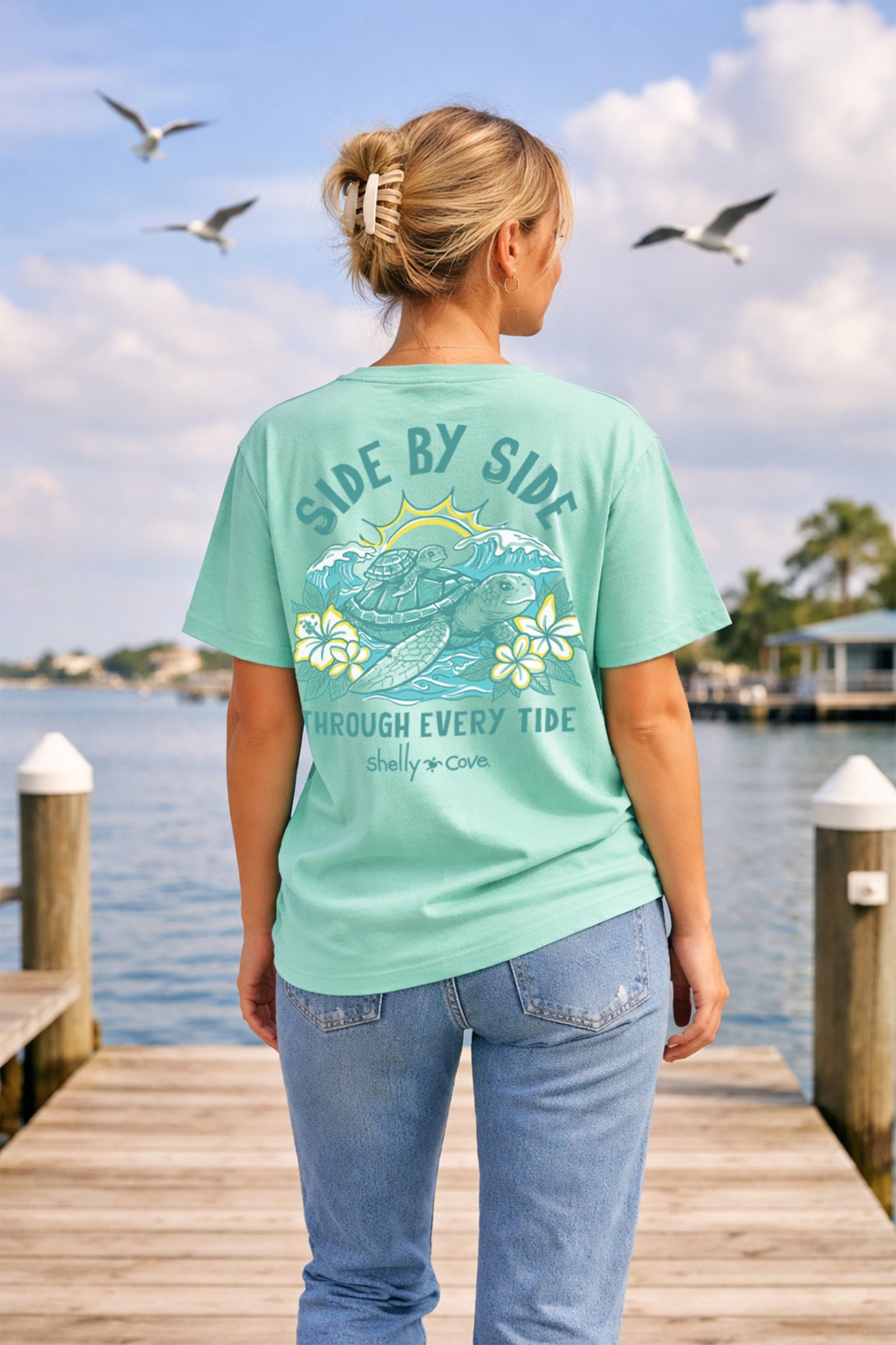 SHELLY COVE SIDE BY SIDE TURTLES COMFORT COLORE TEE