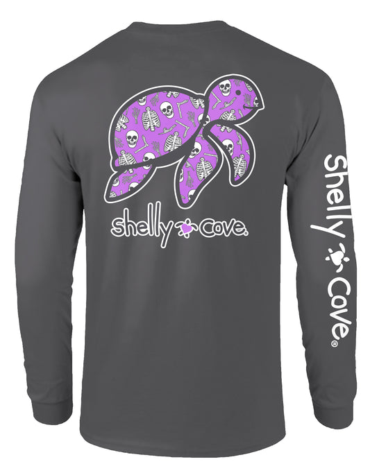 SKELETON PATTERN TURTLE, ADULT LS COMFORT COLORS TEE