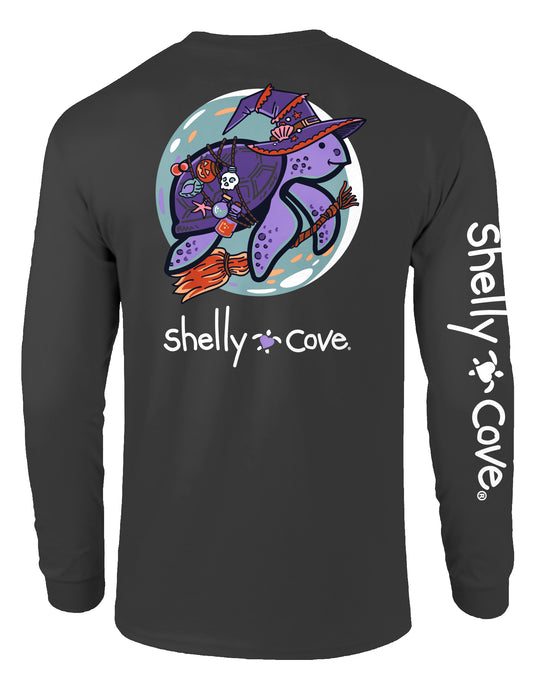 SHELLY COVE WITCH TURTLE, ADULT LS COMFORT COLORS TEE