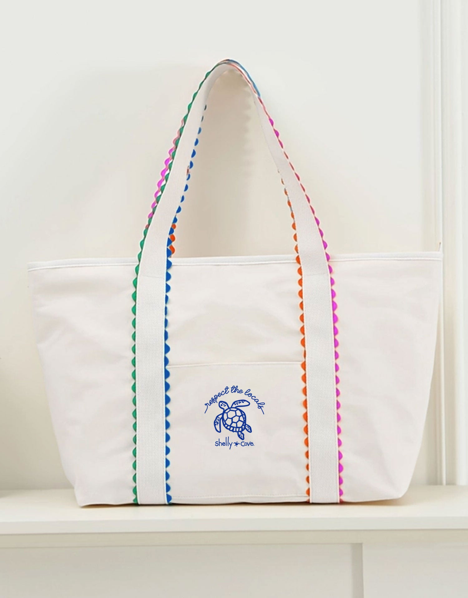 SHELLY COVE RESPECT THE LOCALS EMBROIDERED TOTE BAG